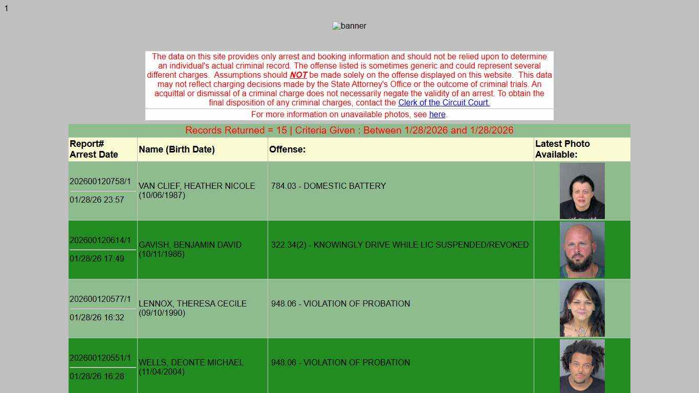 HCSO Arrests Public Records Results
